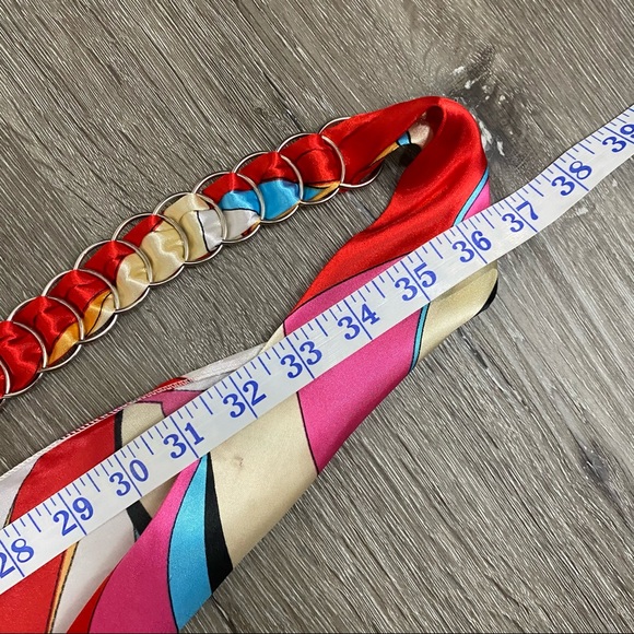 Silky Scarf Tie Belt with Metal Rings - Multicolor - Picture 8 of 11